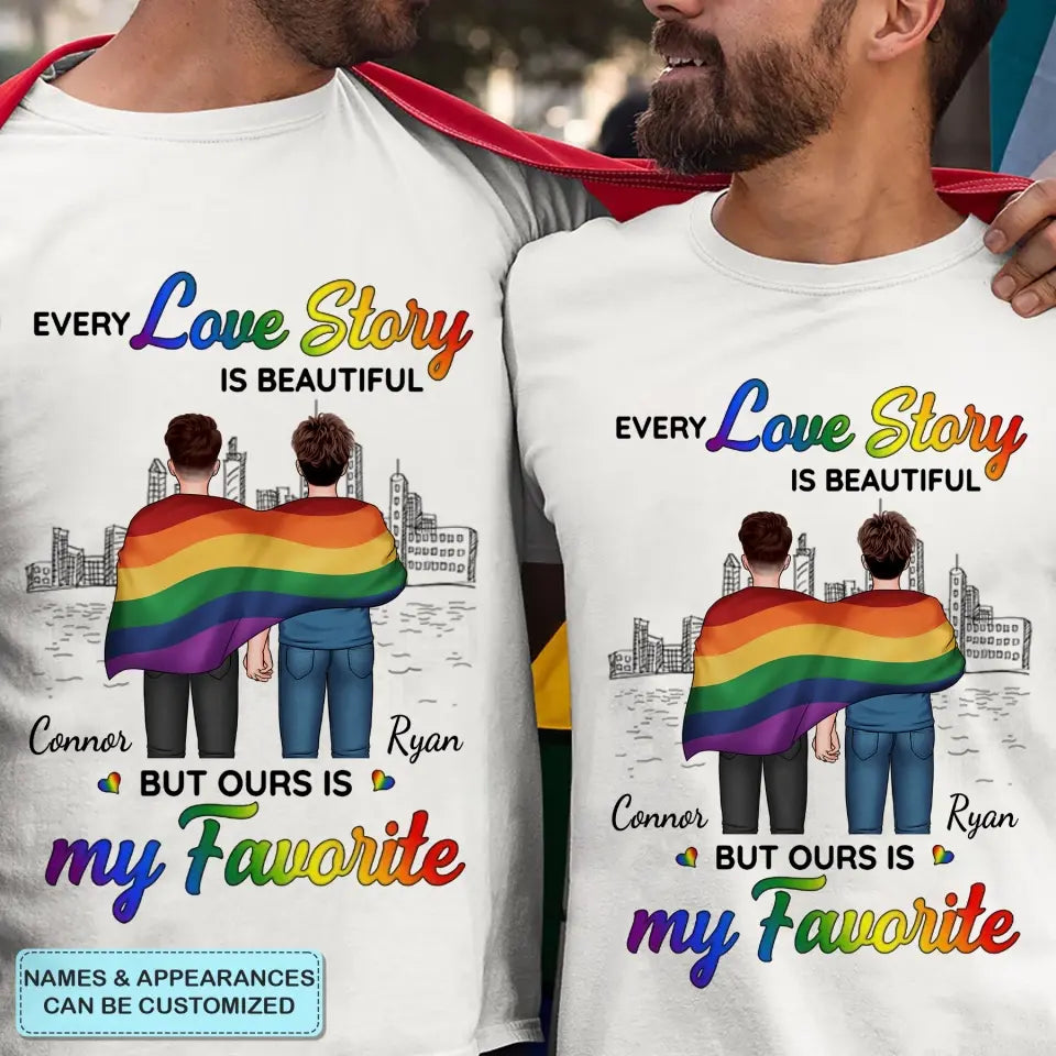 Personalized Custom T-shirt - Pride Month, 4th Of July, LGBT, Anniversary Gift For Couple - Our Love Story Is My Favorite