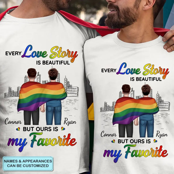 Personalized Custom T-shirt - Pride Month, 4th Of July, LGBT, Anniversary Gift For Couple - Our Love Story Is My Favorite
