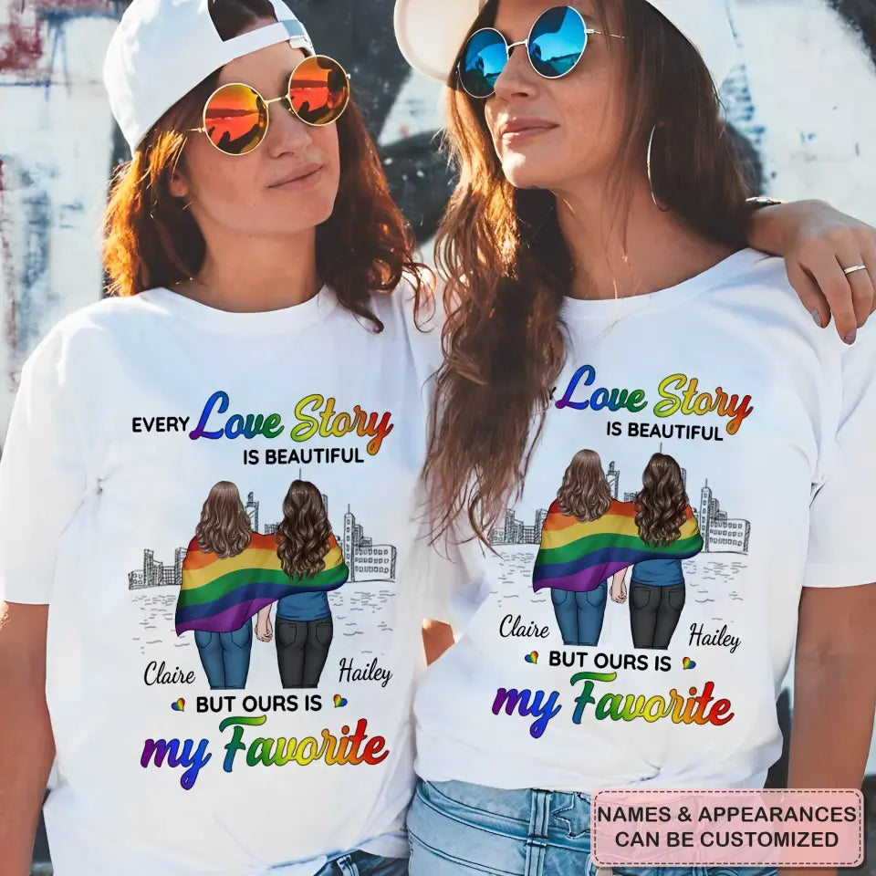 Personalized Custom T-shirt - Pride Month, 4th Of July, LGBT, Anniversary Gift For Couple - Our Love Story Is My Favorite