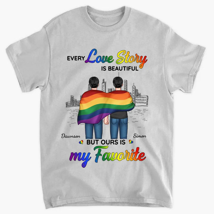 Personalized Custom T-shirt - Pride Month, 4th Of July, LGBT, Anniversary Gift For Couple - Our Love Story Is My Favorite
