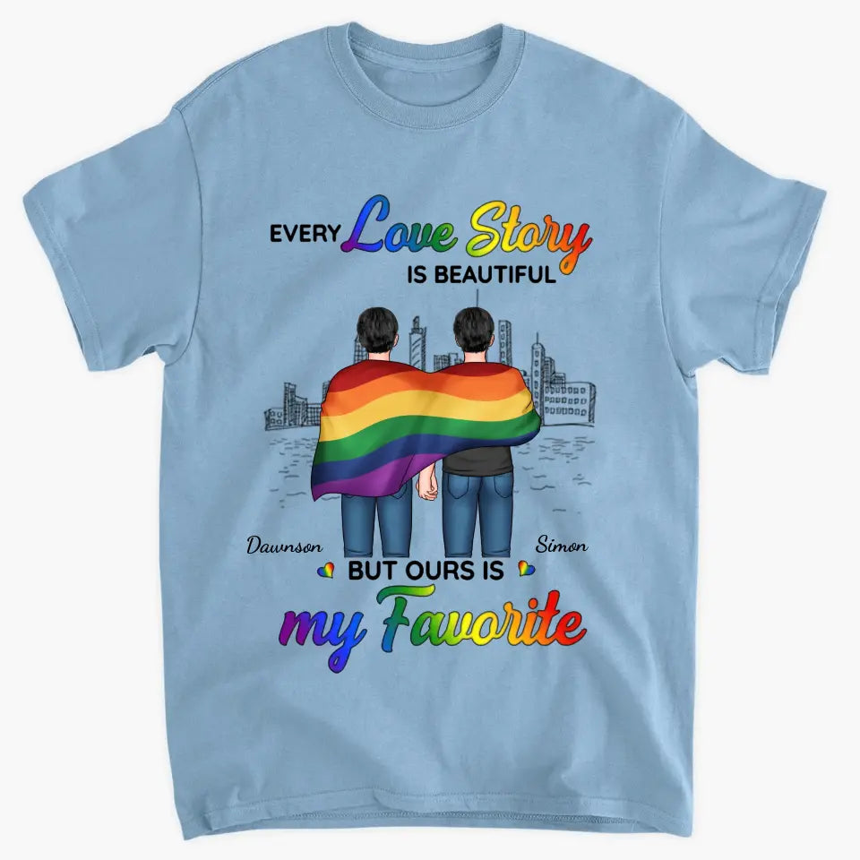 Personalized Custom T-shirt - Pride Month, 4th Of July, LGBT, Anniversary Gift For Couple - Our Love Story Is My Favorite