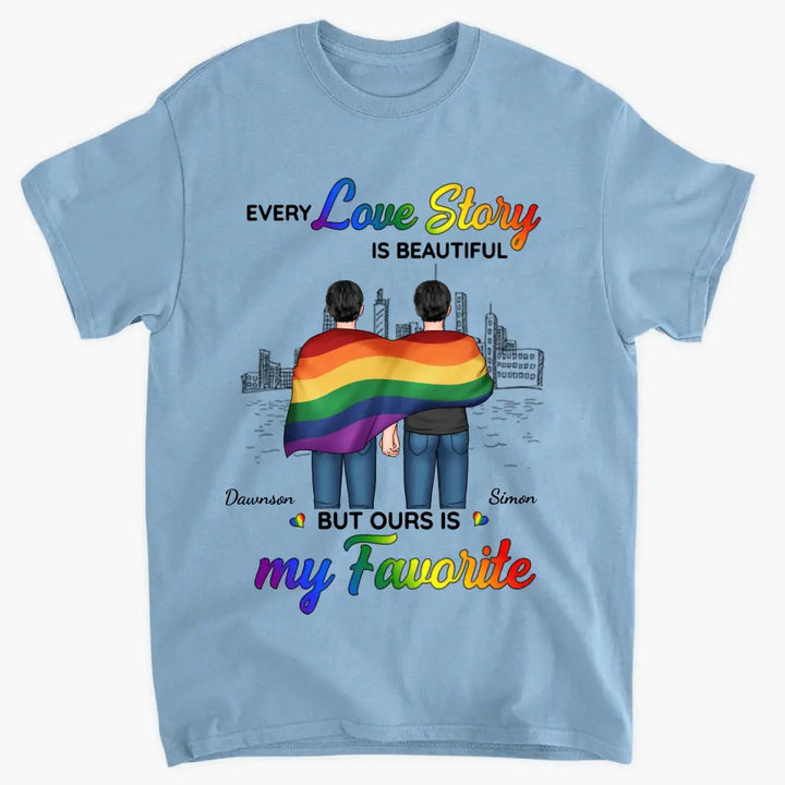 Personalized Custom T-shirt - Pride Month, 4th Of July, LGBT, Anniversary Gift For Couple - Our Love Story Is My Favorite