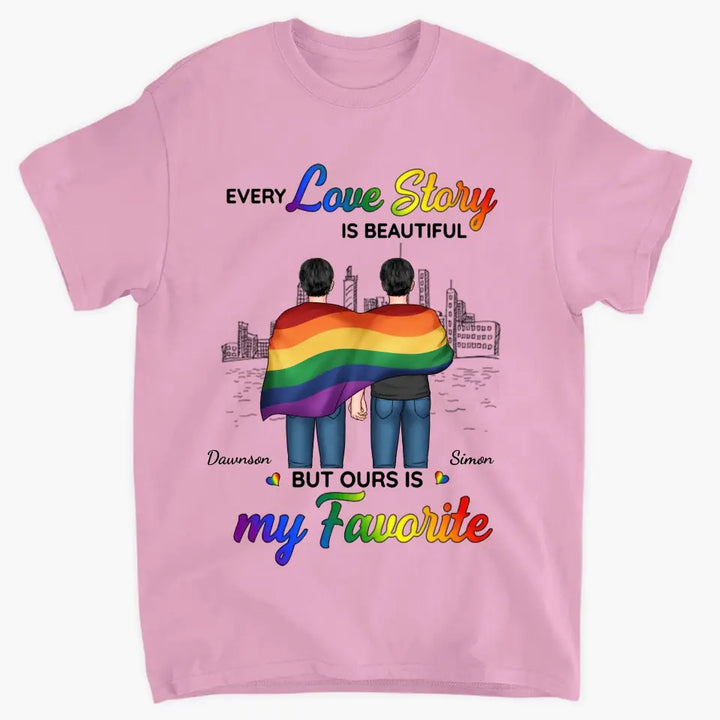 Personalized Custom T-shirt - Pride Month, 4th Of July, LGBT, Anniversary Gift For Couple - Our Love Story Is My Favorite