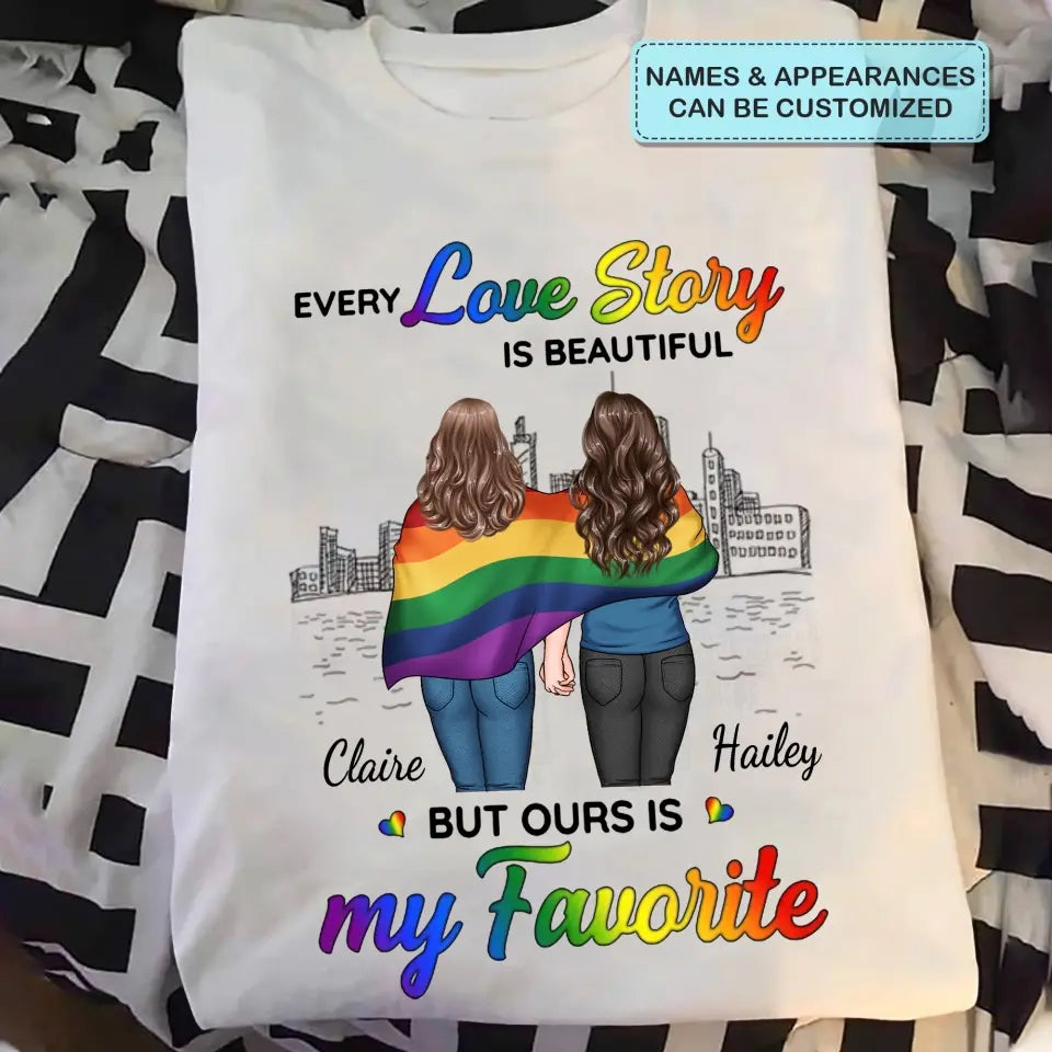 Personalized Custom T-shirt - Pride Month, 4th Of July, LGBT, Anniversary Gift For Couple - Our Love Story Is My Favorite