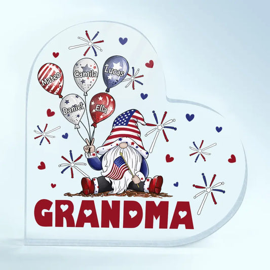 Personalized Custom Heart-shaped Acrylic Plaque - 4th Of July, Mother's Day, Birthday Gift For Mom, Grandma - July Brings Joy And Happiness