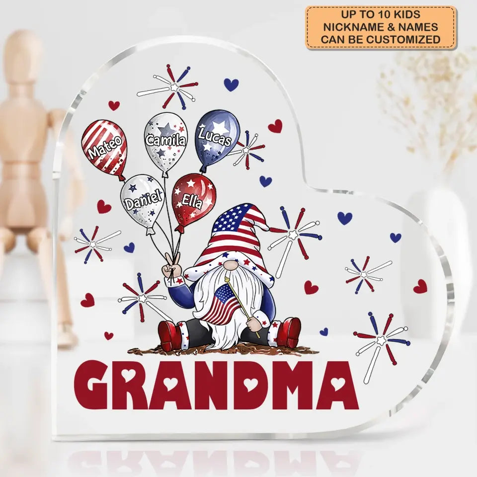 Personalized Custom Heart-shaped Acrylic Plaque - 4th Of July, Mother's Day, Birthday Gift For Mom, Grandma - July Brings Joy And Happiness
