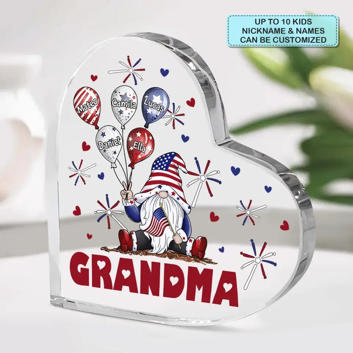 Personalized Custom Heart-shaped Acrylic Plaque - 4th Of July, Mother's Day, Birthday Gift For Mom, Grandma - July Brings Joy And Happiness