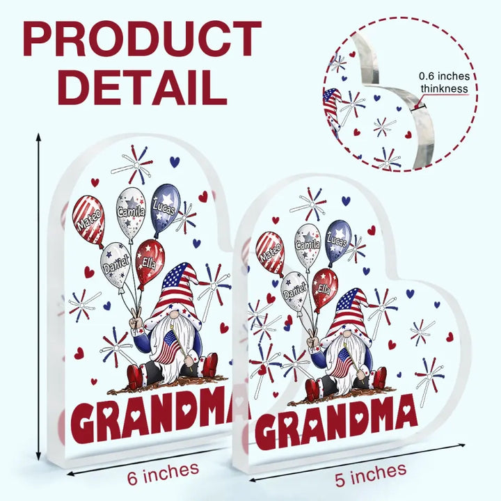 Personalized Custom Heart-shaped Acrylic Plaque - 4th Of July, Mother's Day, Birthday Gift For Mom, Grandma - July Brings Joy And Happiness