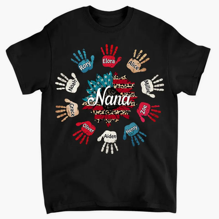 Personalized Custom T-shirt - 4th Of July, Mother's Day, Birthday Gift For Mom, Grandma - Nana Hand Print 4th Of July
