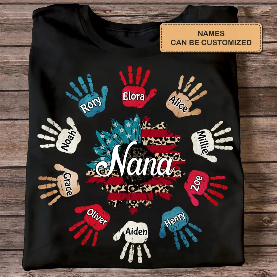 Personalized Custom T-shirt - 4th Of July, Mother's Day, Birthday Gift For Mom, Grandma - Nana Hand Print 4th Of July