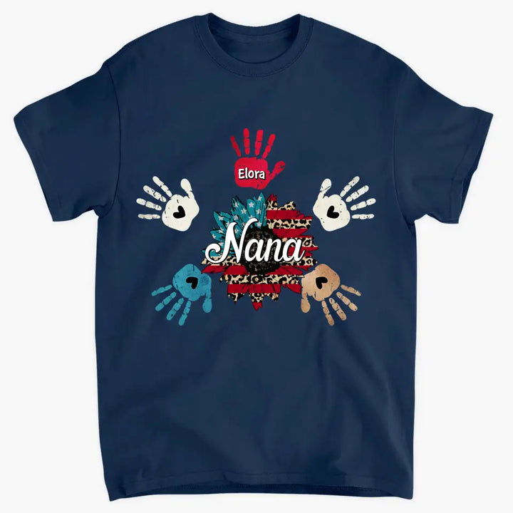 Personalized Custom T-shirt - 4th Of July, Mother's Day, Birthday Gift For Mom, Grandma - Nana Hand Print 4th Of July