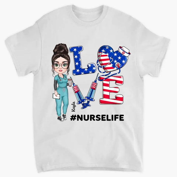 Personalized Custom T-shirt - Birthday, Nurse's Day Gift For Nurse - Nurse 4th Of July Nurse