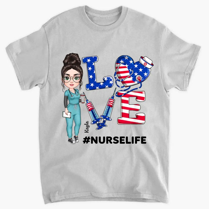 Personalized Custom T-shirt - Birthday, Nurse's Day Gift For Nurse - Nurse 4th Of July Nurse