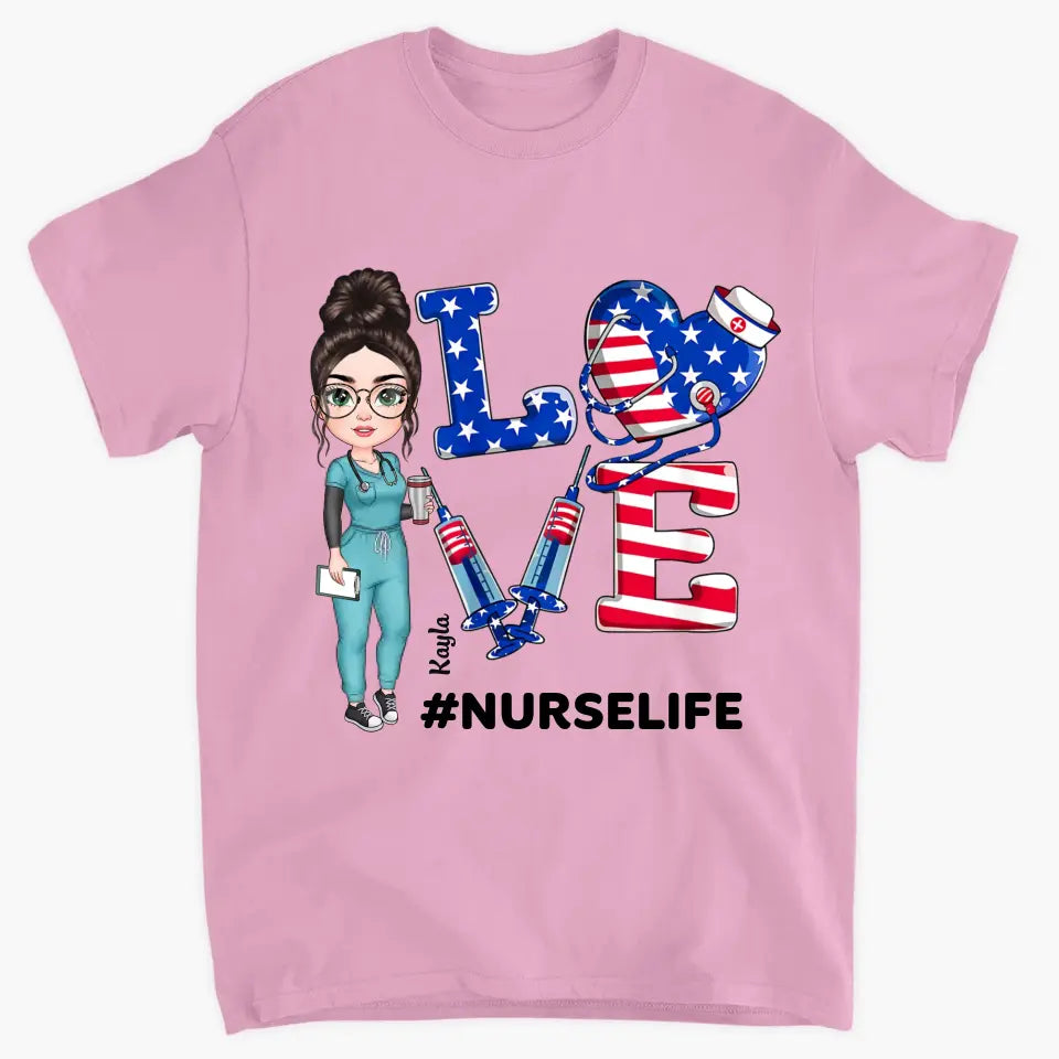 Personalized Custom T-shirt - Birthday, Nurse's Day Gift For Nurse - Nurse 4th Of July Nurse