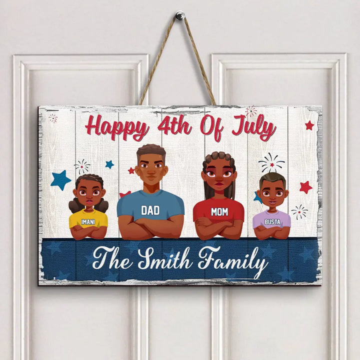 Personalized Custom Door Sign - Independence Day, Birthday Gift For Family - Happy 4th Of July