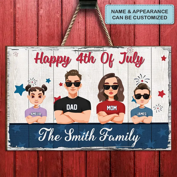 Personalized Custom Door Sign - Independence Day, Birthday Gift For Family - Happy 4th Of July
