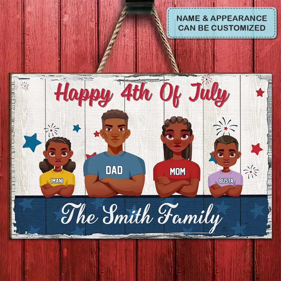 Personalized Custom Door Sign - Independence Day, Birthday Gift For Family - Happy 4th Of July