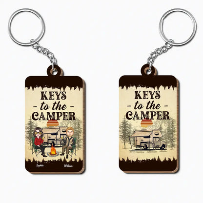 Personalized Custom Wooden Keychain - Birthday Gift For Camping Lover - Keys To The Camper