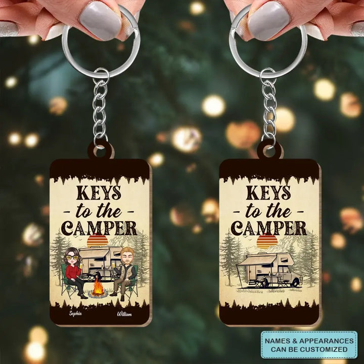 Personalized Custom Wooden Keychain - Birthday Gift For Camping Lover - Keys To The Camper