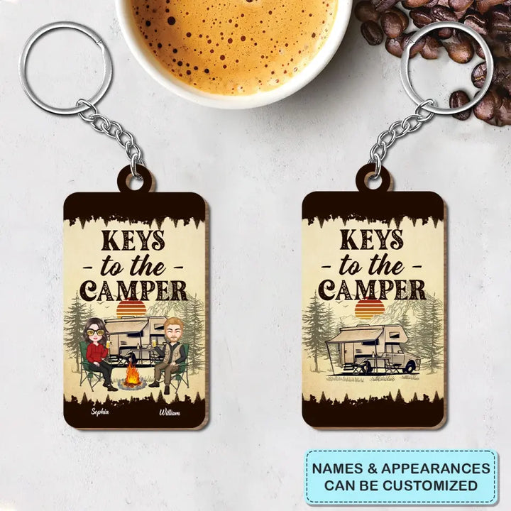 Personalized Custom Wooden Keychain - Birthday Gift For Camping Lover - Keys To The Camper