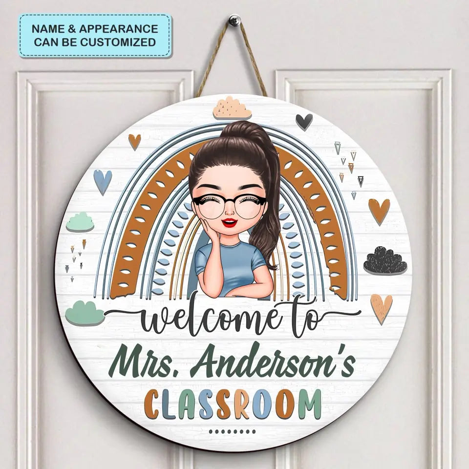 Personalized Custom Door Sign - Welcoming, Birthday, Teacher's Day Gift For Teacher - Welcome To My Classroom