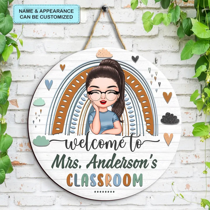 Personalized Custom Door Sign - Welcoming, Birthday, Teacher's Day Gift For Teacher - Welcome To My Classroom