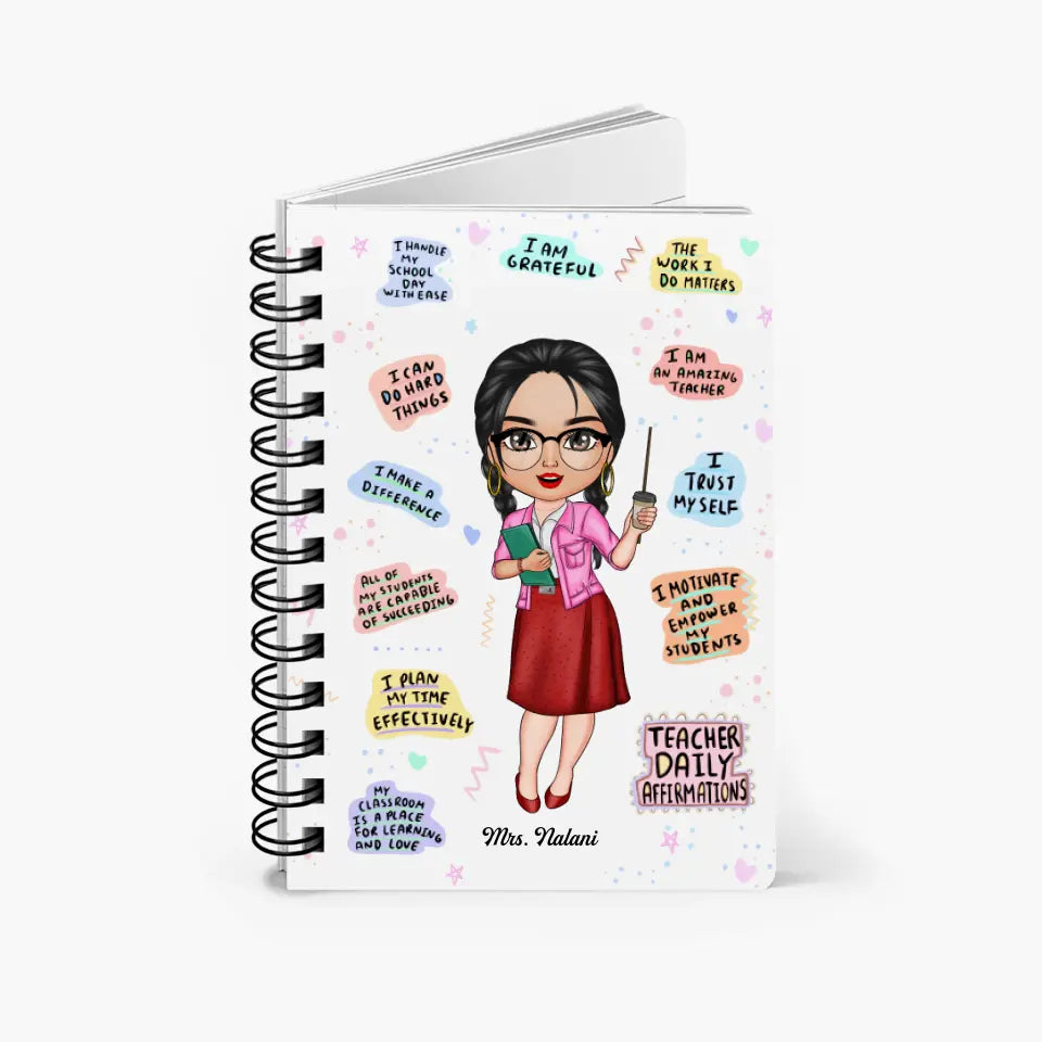 Personalized Spiral Journal - Gift For Teacher - Teacher Daily Affirmations