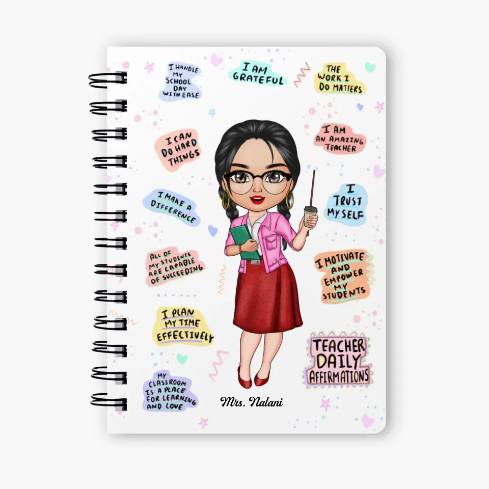 Personalized Spiral Journal - Gift For Teacher - Teacher Daily Affirmations