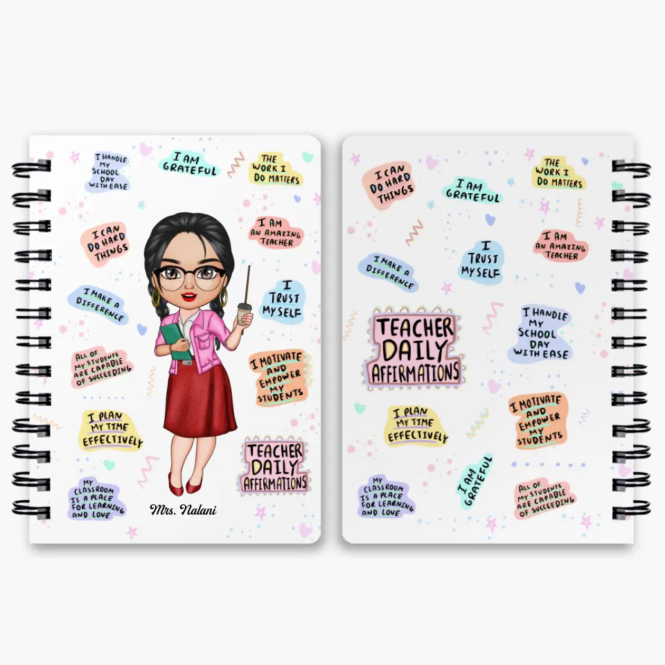 Personalized Spiral Journal - Gift For Teacher - Teacher Daily Affirmations