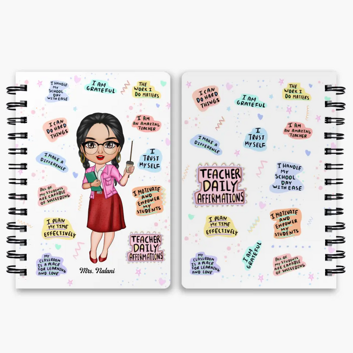 Personalized Spiral Journal - Gift For Teacher - Teacher Daily Affirmations