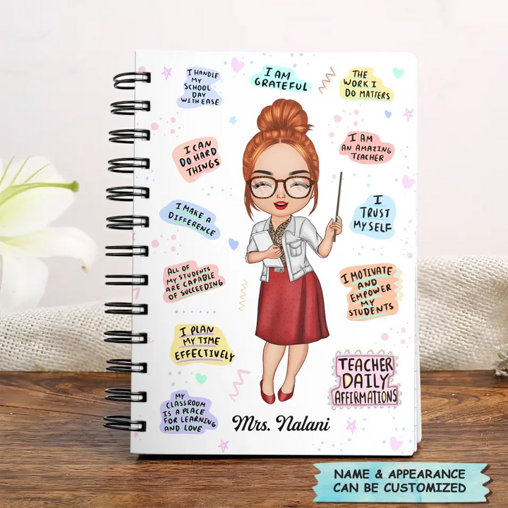 Personalized Spiral Journal - Gift For Teacher - Teacher Daily Affirmations
