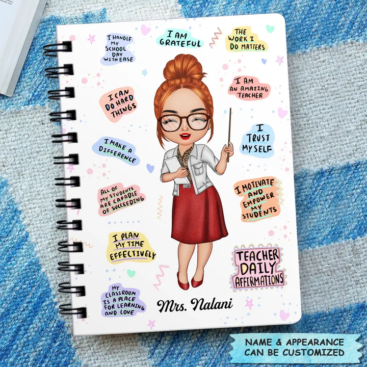 Personalized Spiral Journal - Gift For Teacher - Teacher Daily Affirmations