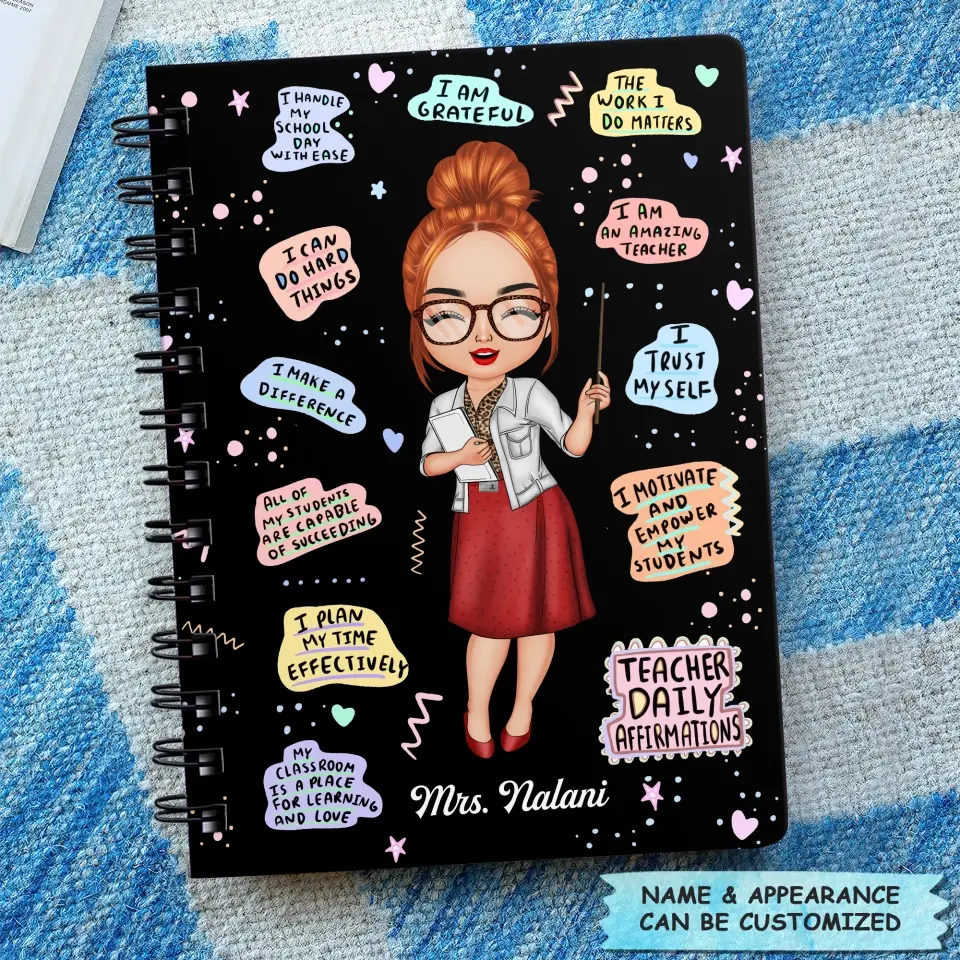 Personalized Spiral Journal - Gift For Teacher - Teacher Daily Affirmations
