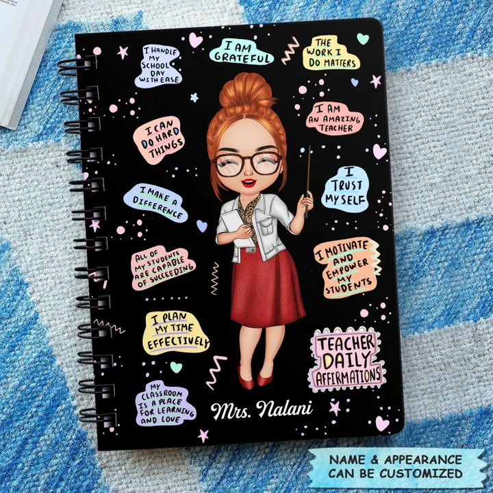 Personalized Spiral Journal - Gift For Teacher - Teacher Daily Affirmations