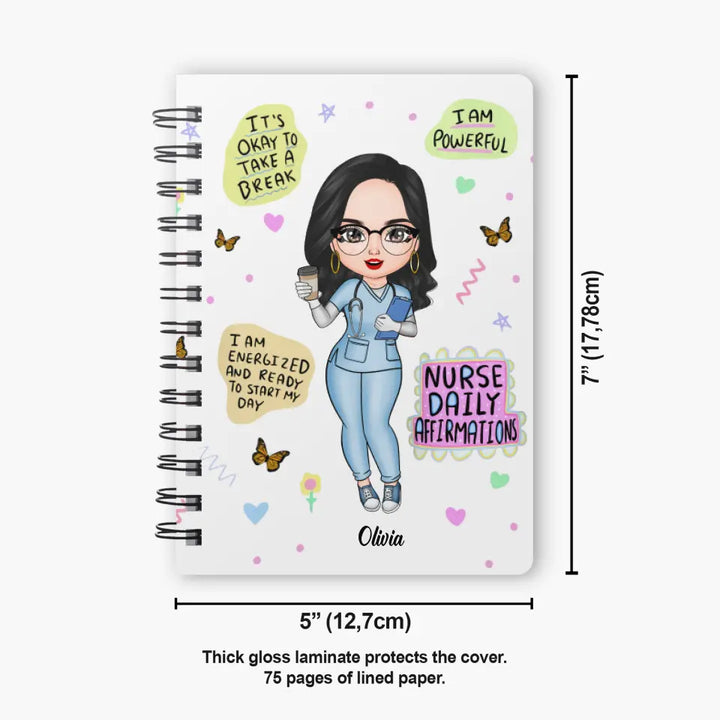 Personalized Spiral Journal - Gift For Nurse - Nurse Daily Affirmations
