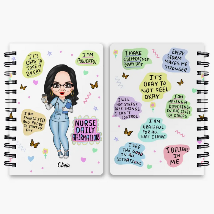 Personalized Spiral Journal - Gift For Nurse - Nurse Daily Affirmations