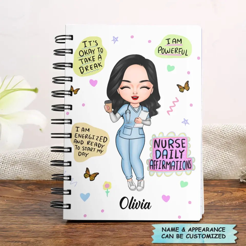 Personalized Spiral Journal - Gift For Nurse - Nurse Daily Affirmations