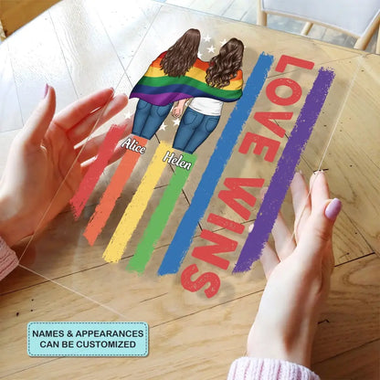 Personalized Custom Acrylic Plaque - 4th Of July, Pride Month, LGBT, Anniversary Gift For Couple - Love Is Love
