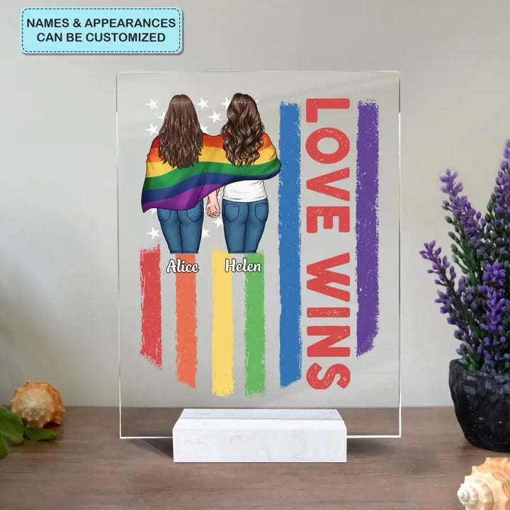 Personalized Custom Acrylic Plaque - 4th Of July, Pride Month, LGBT, Anniversary Gift For Couple - Love Is Love