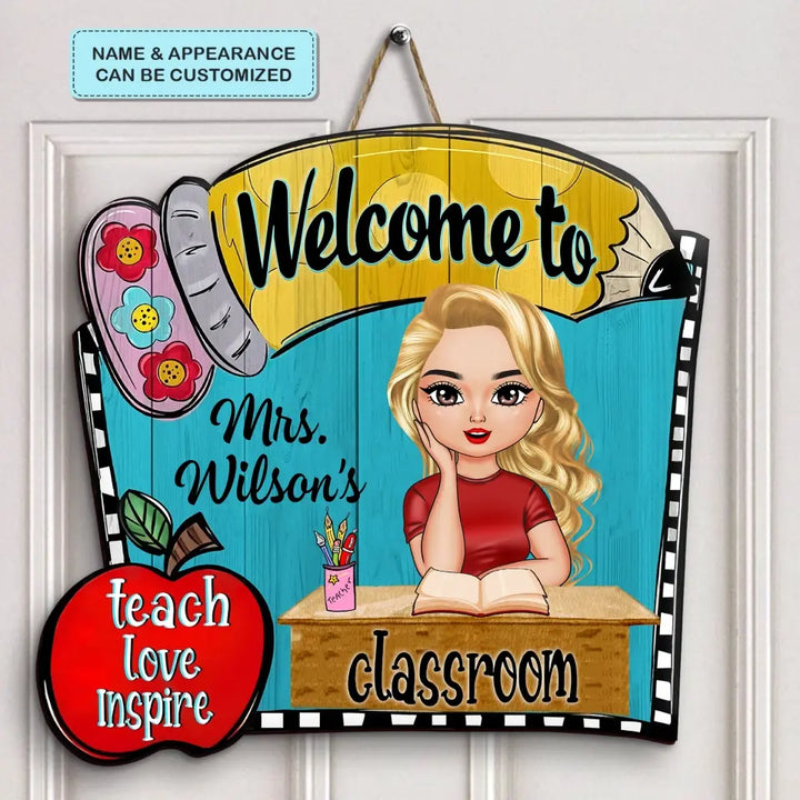 Personalized Door Sign - Gift For Teacher - Teacher Pencil Door Sign