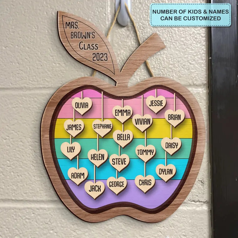 Personalized Custom Door Sign - Welcoming, Birthday, Teacher's Day Gift For Teacher - Teacher Apple