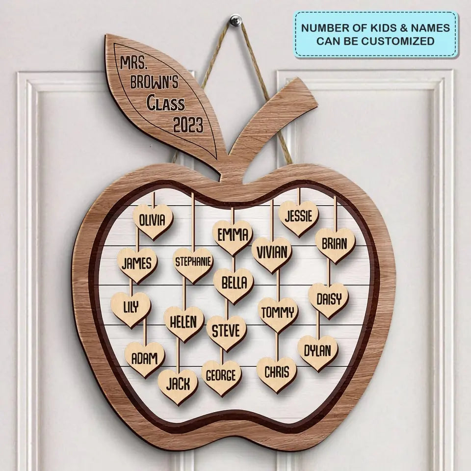 Personalized Custom Door Sign - Welcoming, Birthday, Teacher's Day Gift For Teacher - Teacher Apple