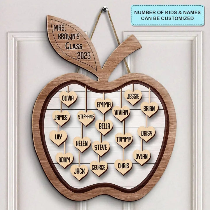 Personalized Custom Door Sign - Welcoming, Birthday, Teacher's Day Gift For Teacher - Teacher Apple