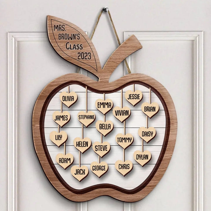 Personalized Custom Door Sign - Welcoming, Birthday, Teacher's Day Gift For Teacher - Teacher Apple