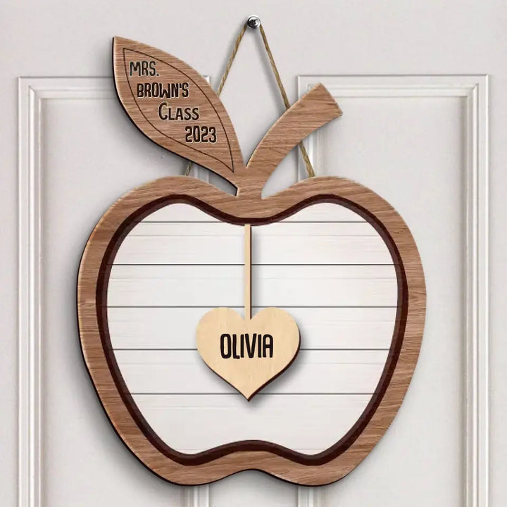 Personalized Custom Door Sign - Welcoming, Birthday, Teacher's Day Gift For Teacher - Teacher Apple