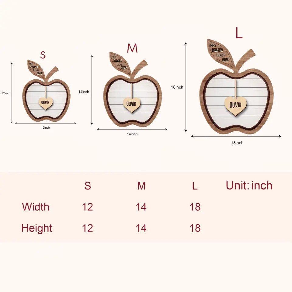 Personalized Custom Door Sign - Welcoming, Birthday, Teacher's Day Gift For Teacher - Teacher Apple