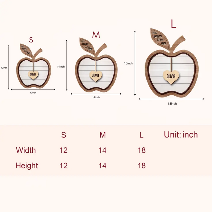 Personalized Custom Door Sign - Welcoming, Birthday, Teacher's Day Gift For Teacher - Teacher Apple