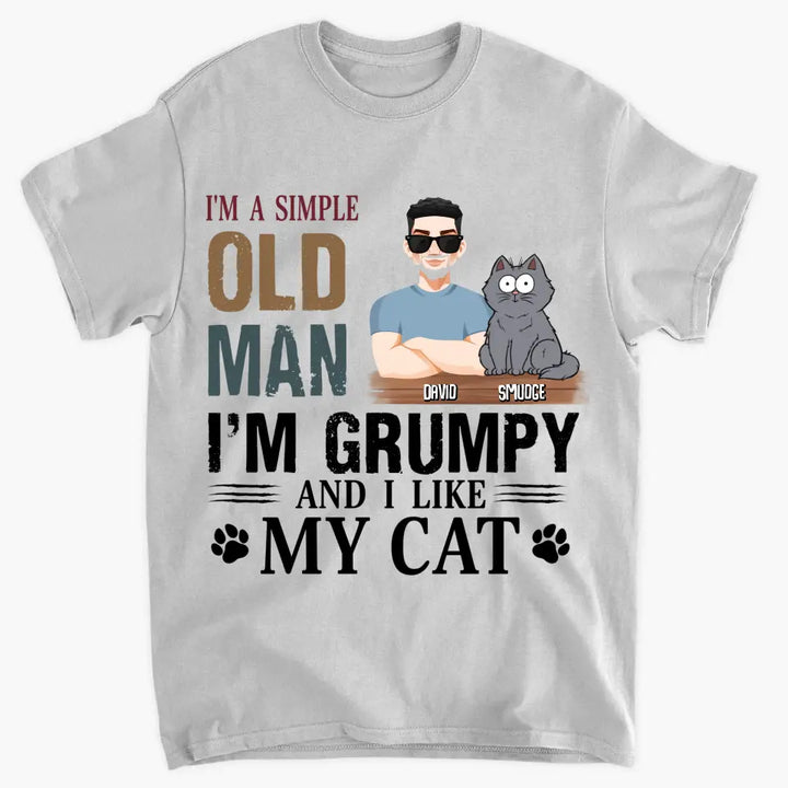Personalized Custom T-Shirt - Father's Day, Birthday Gift For Cat Dad, Pet Lover - Simple Old Man