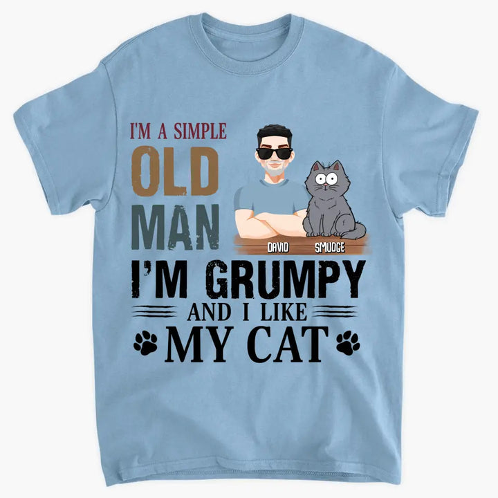 Personalized Custom T-Shirt - Father's Day, Birthday Gift For Cat Dad, Pet Lover - Simple Old Man