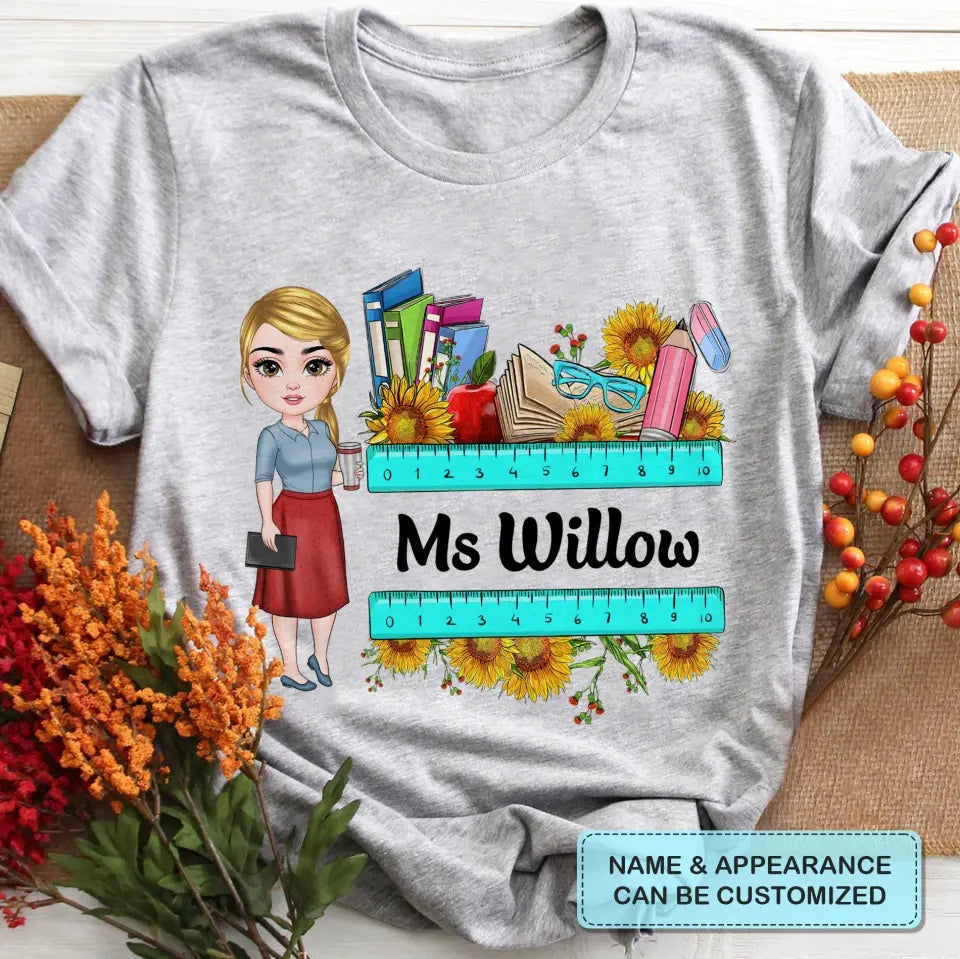 Personalized Custom T-shirt - Teacher's Day, Birthday Gift For Teacher - Teacher Flower